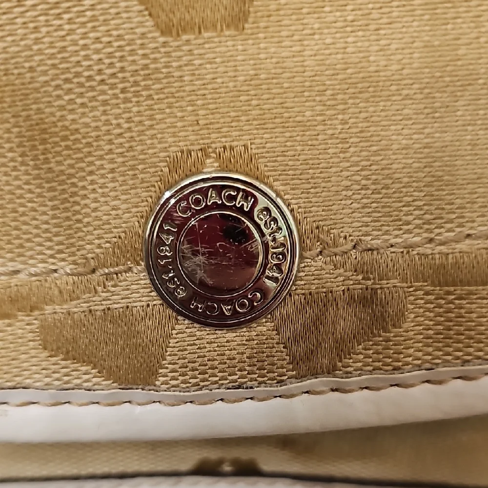 Coach Signature Beige Canvas Drawstring Backpack - Picture 14 of 14